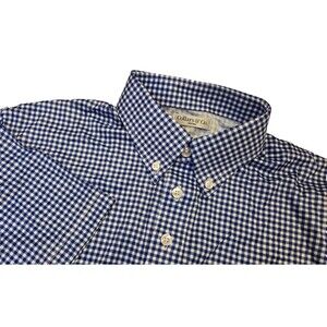 NWOT Collars and Co Mens M Oxford Button Down Collar Polo Blue Gingham Read